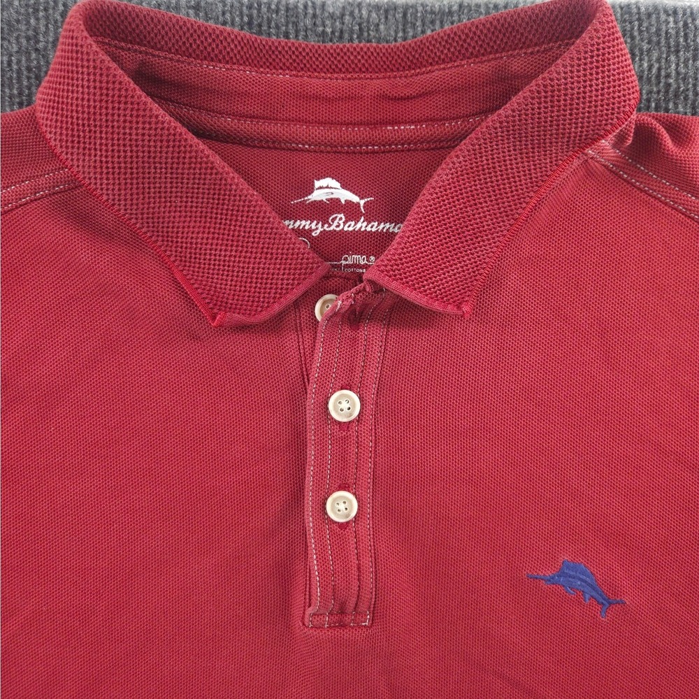 Tommy‎ Bahama Polo Shirt Mens Large Red Supima Cotton Stretch Golf Casual SS